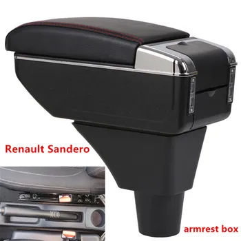 

For Renault Sandero Stepway armrest box central Store content Storage box armrest box with cup holder ashtray USB interface