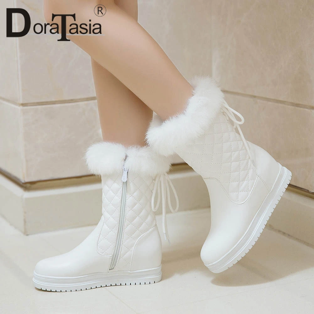Leisure Lace Up Overknee High Fur Trim Winter Warm Boots Womens Shoes Size 34-43 