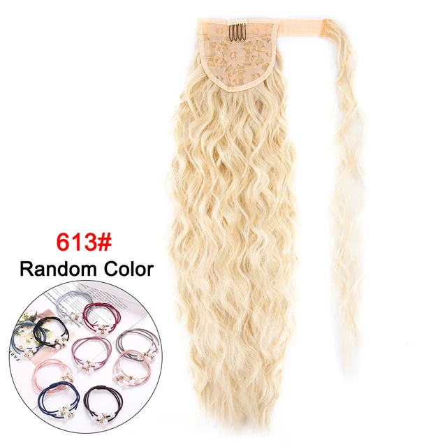 Leeons 20'' Synthetic Ponytail Hair pieces Heat Resistant Fiber Straight Ribbon Clip In Hair Extension 21 colors Brown Black 613