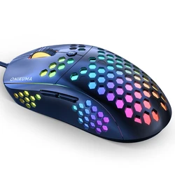 6 dpi usb led backlit ratos com fio mouse do computador com clique fácil para o favo de mel do escritório casa com desktop portátil