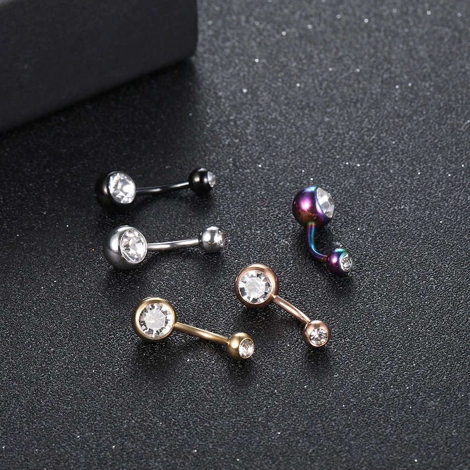 14G Rhinestone Piercing Navel Surgical Steel Belly Button Rings Navel Piercing Goth Ombligo Ball Nombril 1PC piercing jewelry belly button earrings belly button piercings body piercing jewelry body jewelry