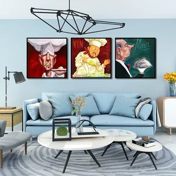 

Cartoon Various Style Cook Posters Canvas Watercolor Decorative Paintings For Dining Room Nordic Home Decor Print