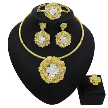 

TSROUND High Quality Choker Necklace Dubai Round Lemon Shape Wedding Bridal Fashion Jewelry Sets For Wome