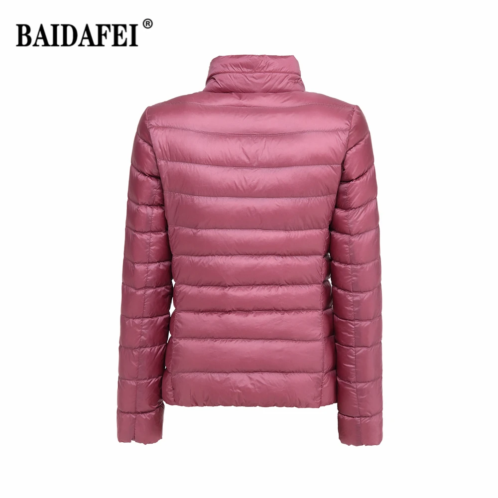 Women's Short Slim Fit Puffer Jacket 2023 New Spring Stand Collar Ultra Light Weight Portable Windproof White Duck Down Coat