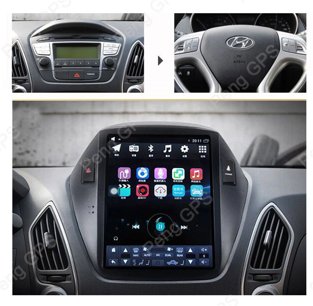 PX-6 Android 8,1 Тесла вертикальный 10," экран для hyundai IX35 2009- аудио плеер 1920*1080 gps навигация 4G+ 64G 4K головное устройство