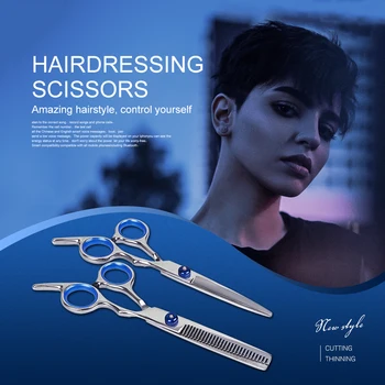 

6 Inch Cutting Thinning Styling Tool Hair Scissors Stainless Steel Salon Hairdressing Shears Regular Flat Teeth Blades