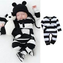 Barboteuse pour nouveau né fille, combinaison à rayures et manches longues, vêtements pour enfants 