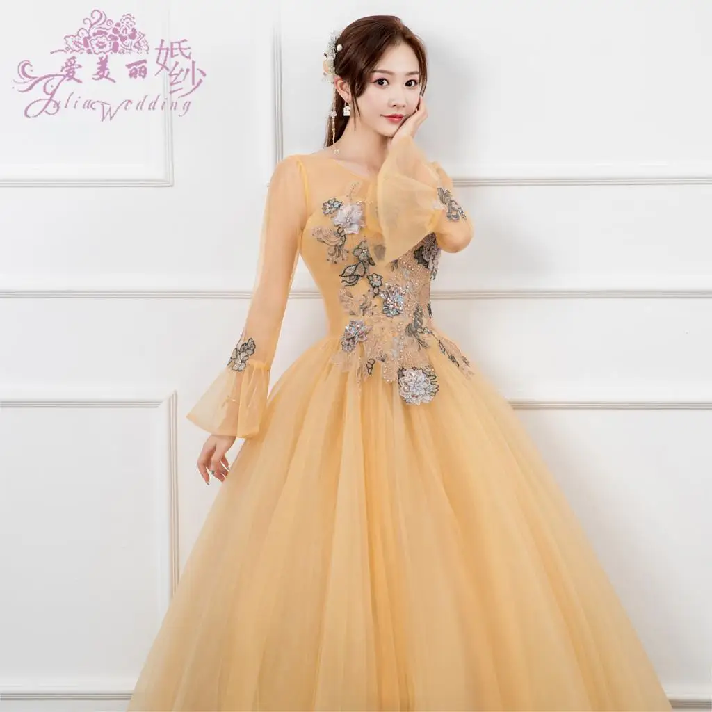 Quinceanera Dresses New The Golden Long Sleeve Lace Vestidos 15 Anos Party Party Prom Quinceanera Gown