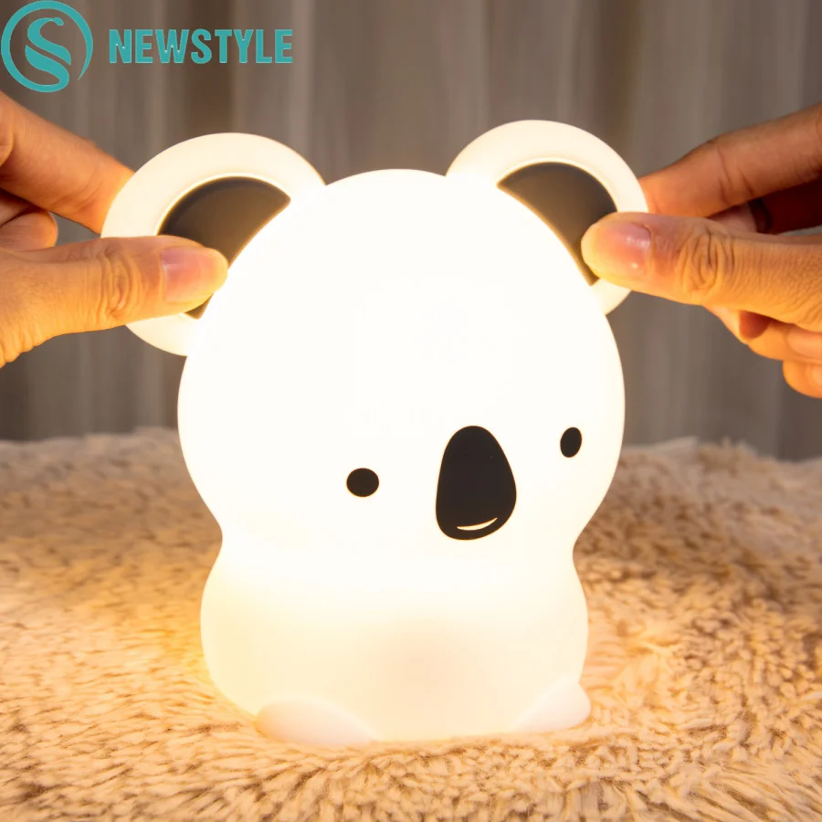 Koala LED Night Light Colorful Silicone Touch Sensor Remote RGB Dimming Bedside Desktop Lamp For Children Kids Baby Toy Gift moon night light