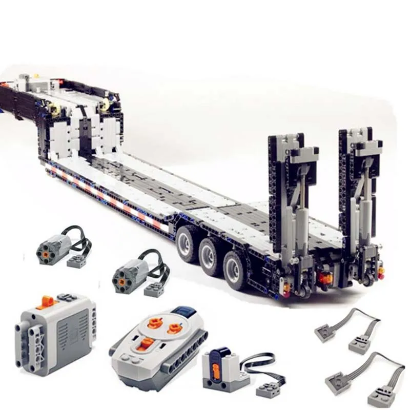 2021 High-Tech New MOC RC Power Mobile Building low loader with ramps Carriage Towing head Children's birthday gift | Игрушки и