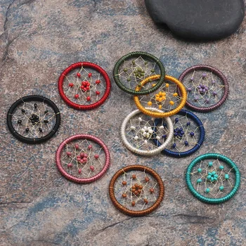 

6Pcs/lot Seed Beads Mesh Boho Earrings Accessory Round Flower Charms Dream Catcher For Handmade Making Earring Jewelry Connector