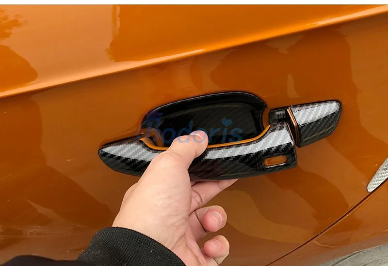 Для Audi Q3 2012 2013 углеродное волокно цветные дверные ручки и Накладка для чаши аксессуары для стайлинга автомобилей