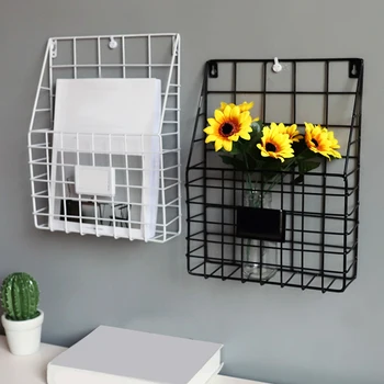 

Simple Iron Grid Book Shelf Home Wall Decoration Wall Newspaper azine Storage Shelf Wall Shelves Wrought Iron
