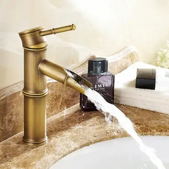 

Bathroom Faucet Brass Basin Faucets Luxury Tap Tall Bamboo Hot Cold Water With Two Pipes Kitchen Outdoor Garden restroom Taps
