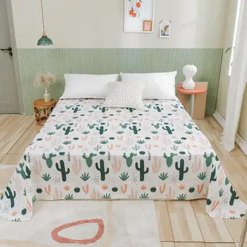 

Hot Sale Bed Sheet 100% Cotton Mattress Protector Cover Flat Sheet 1pcs Soft Bedclothes Twin Full Queen King Size Bedsheet