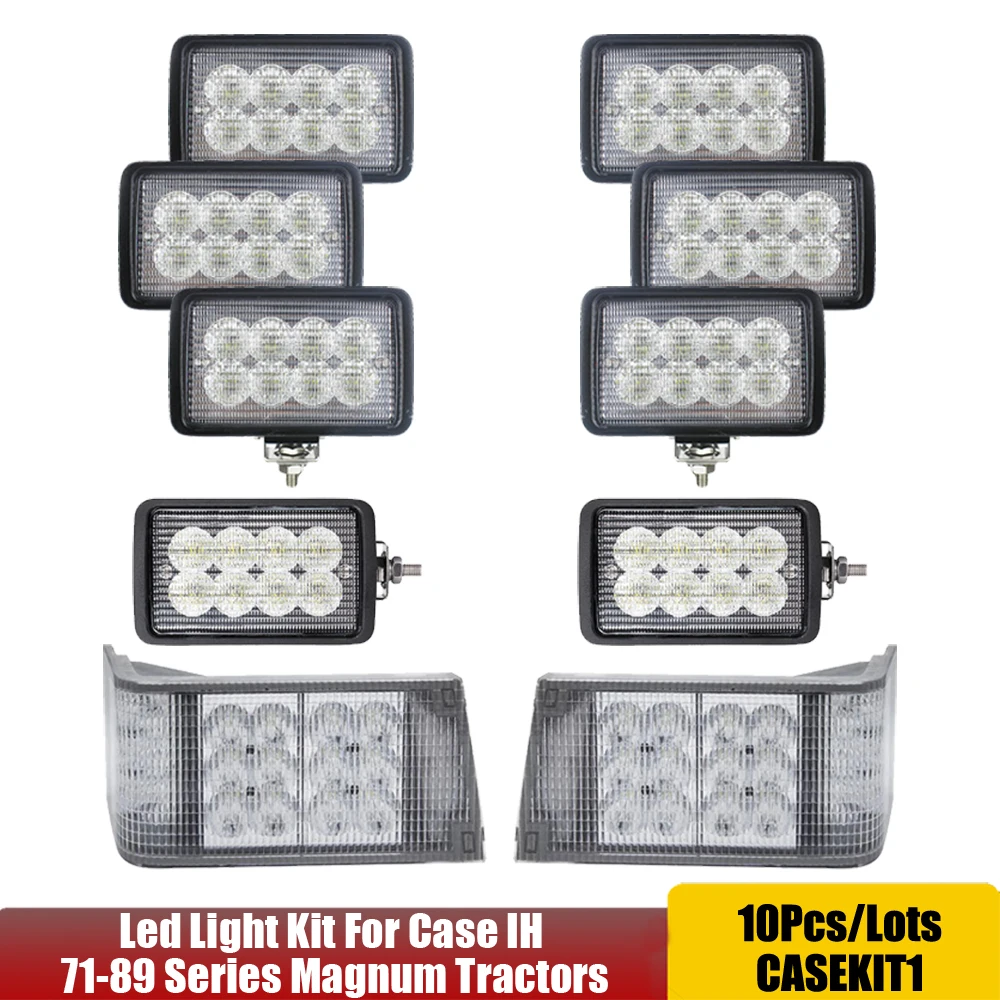 Complete LED Light Kit For Case IH 71-89 Series Magnum 8910, 8920, 8930, 8940, 8950+ Tractor x10Pcs/Lots Led WorkLamp