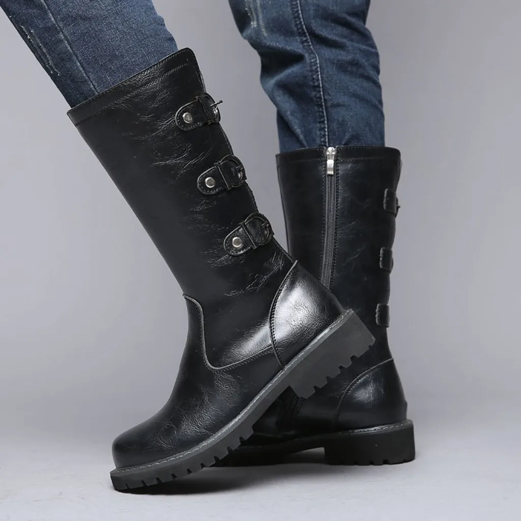 SAGACE/мотоциклетные ботинки; мужская повседневная обувь черного цвета; мужские военные уличные Нескользящие кожаные ботинки; мужские зимние ботинки в стиле панк