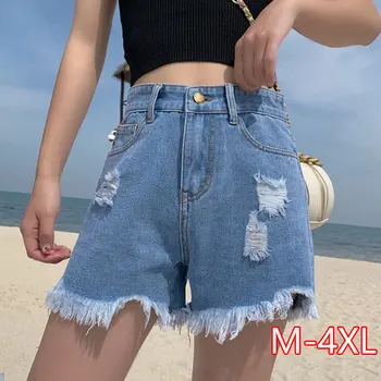 

Shorts Loose Summer Large Size Female Student High Women Casual Zipper Fly Regular Tassel Polyester Waist Denim Role A
