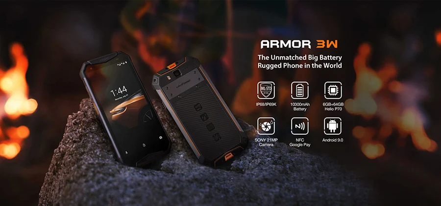 Ulefone Armor 3W 5," FHD+ Android 9,0 Helio P70 Octa Core 6 ГБ 64 Гб Смартфон 21 МП 10300 мАч 4G OTG NFC мобильный телефон