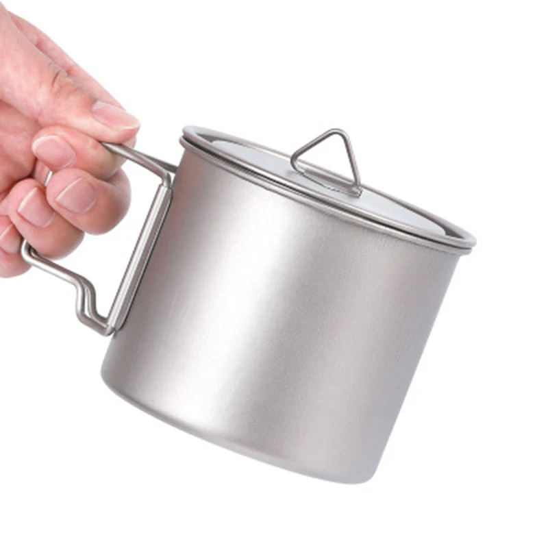 

Outdoor Pure Titanium Cup 550ML Titanium Coffee Cup Folding Handle Portable Travel Metal With Cover Ta8310
