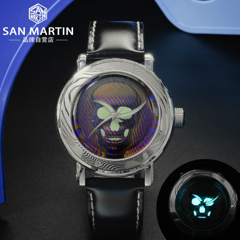 Сан Мартин Дайвинг часы автоматические механические мужские Дамасская сталь