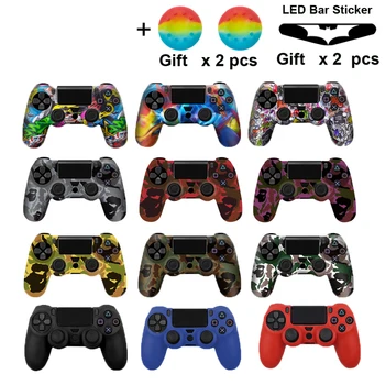 

Soft Silicone Rubber Skin Case for PS4 Gamepad Protective Cover for Playstation4 Camo Style with 2 thumbsticks Grips Cap