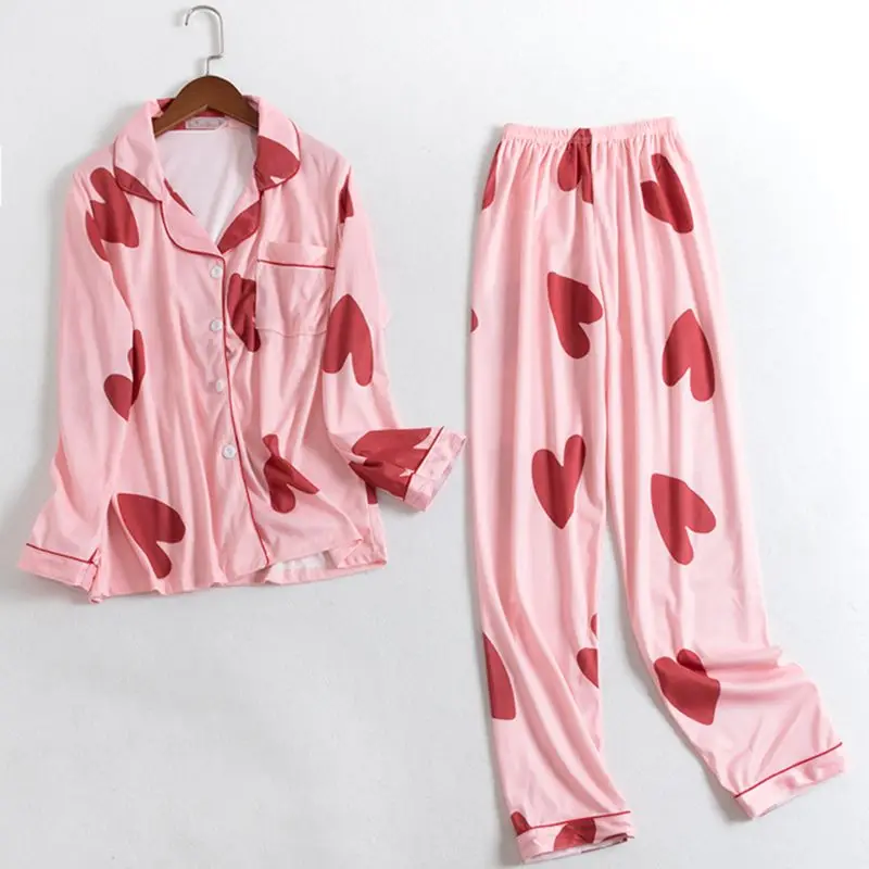 Женский Осенний пижамный комплект с длинными рукавами одежда для сна на