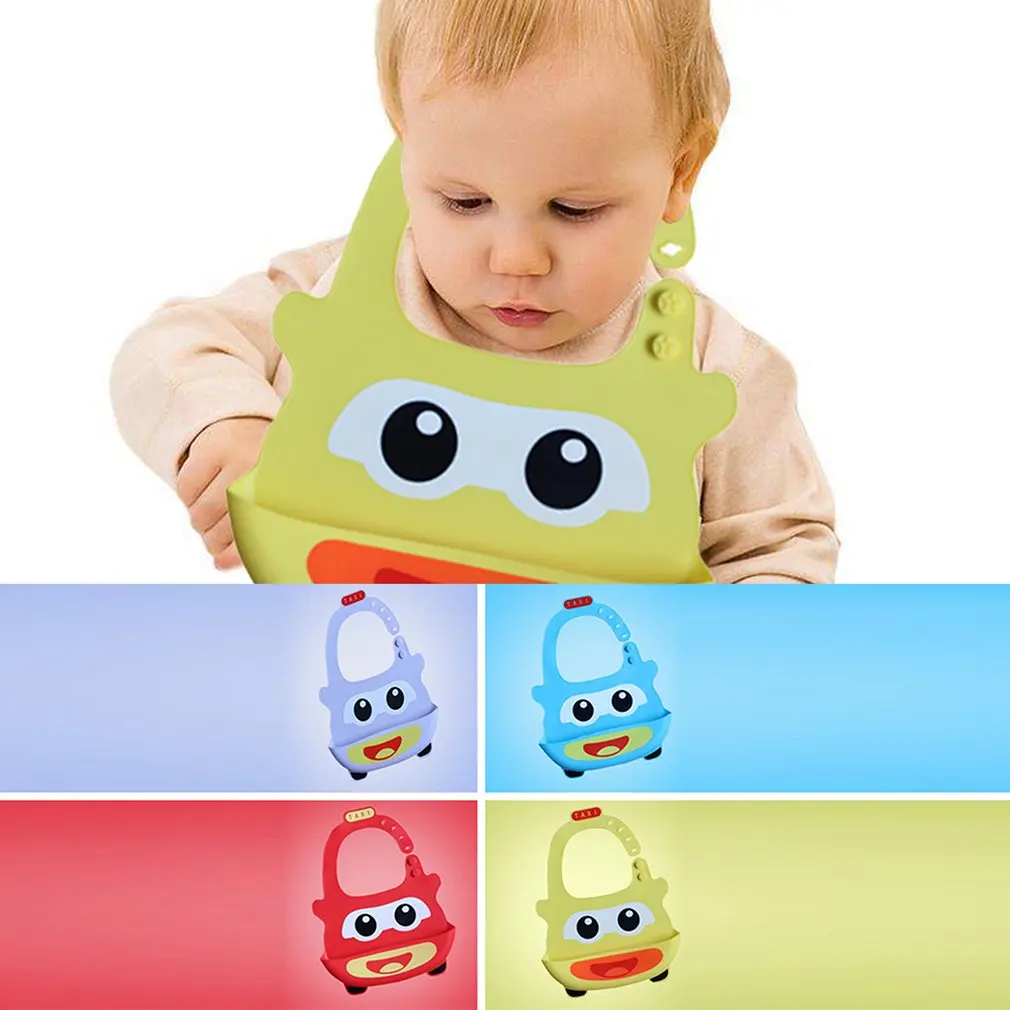 Baby Silicone Saliva Towel Baby Bib Large Waterproof Leak-proof Three-dimensional Cartoon Pocket Bib