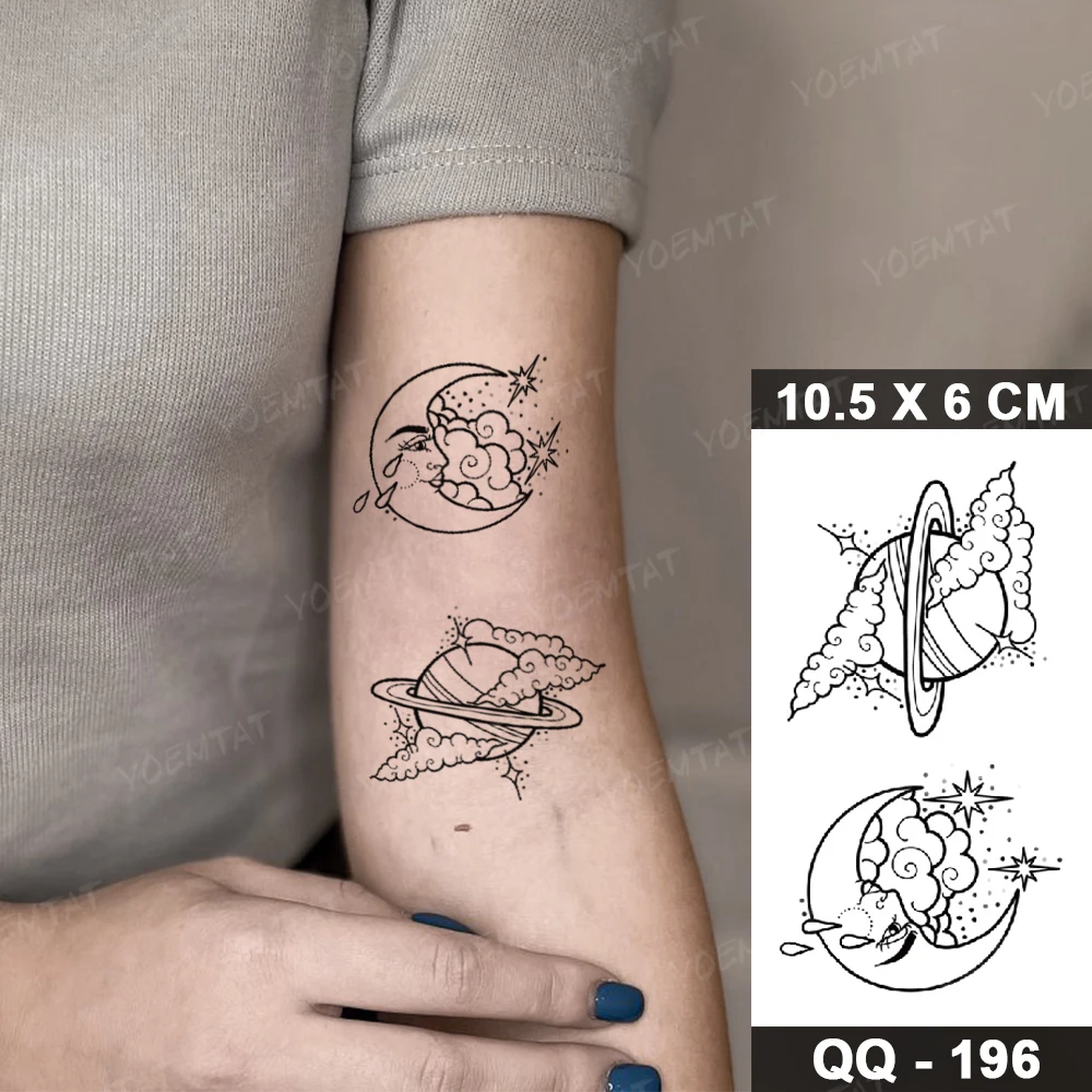 Signification Lune Et Soleil Tatouage Tatouage temporaire imperméable, autocollant planète lune soleil blanc,  poignet réaliste, faux tatouage pour enfants, Art corporel, Flash, pour  hommes et femmes | AliExpress