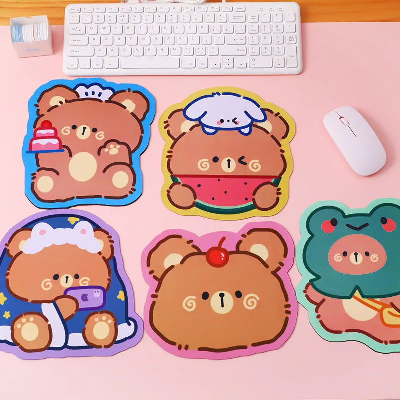 DATA FROG Kawaii Cute Bear Mouse Pad Cute Ins Girl Heart Student Computer Small Mouse Non-slip Pad Desktop Keyboard