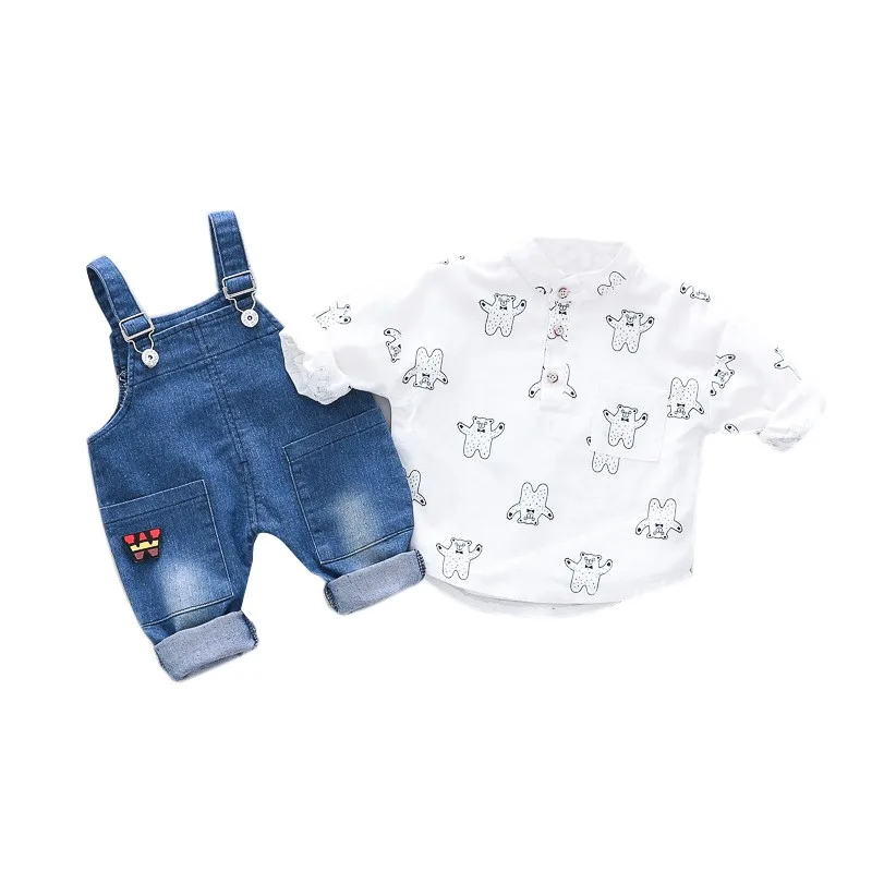 Bebes Одежда для новорожденных из хлопка футболка с джинсовым комбинезоном одежда для маленьких мальчиков летняя детская одежда