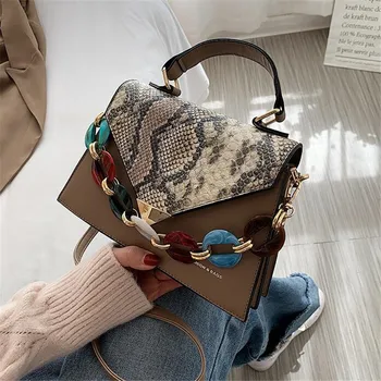 

Hot sale new woman bag hit color snake print messenger bag all-match handbag fashion shoulder bag personalized female mobile bag