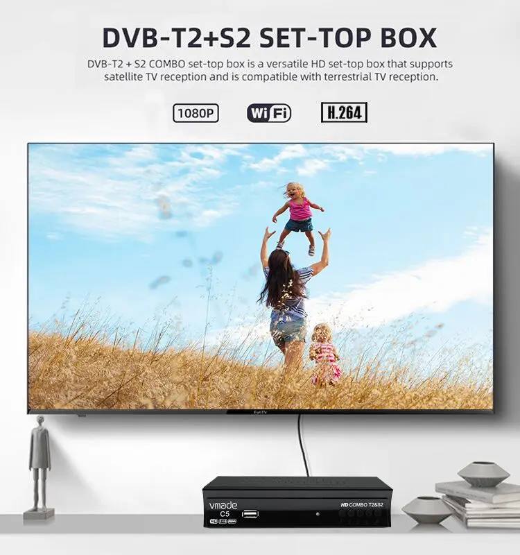DVB S2 T2 спутниковый ТВ приемник Цифровой тюнер комбинированный HD H.264 приставка