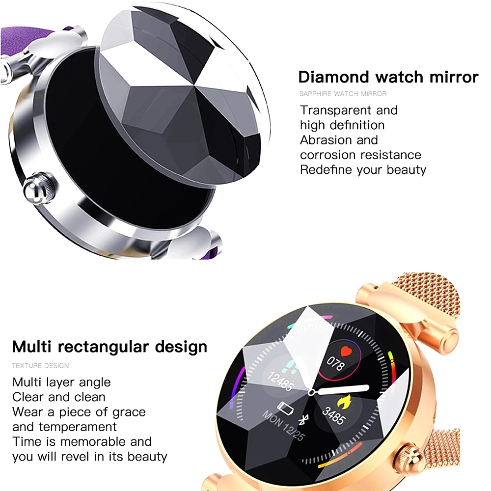 Ladies Fashion B80 Smart Watch Fitness Blood Pressure Heart Rate Monitor Activity Tracker Exercise Pedometer Information Push