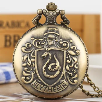

Hogwarts School for Witchcraft and Wizardry Pocket Watch for Boys Slytherin Bronze Necklace Pendant Watches Gift for Girls
