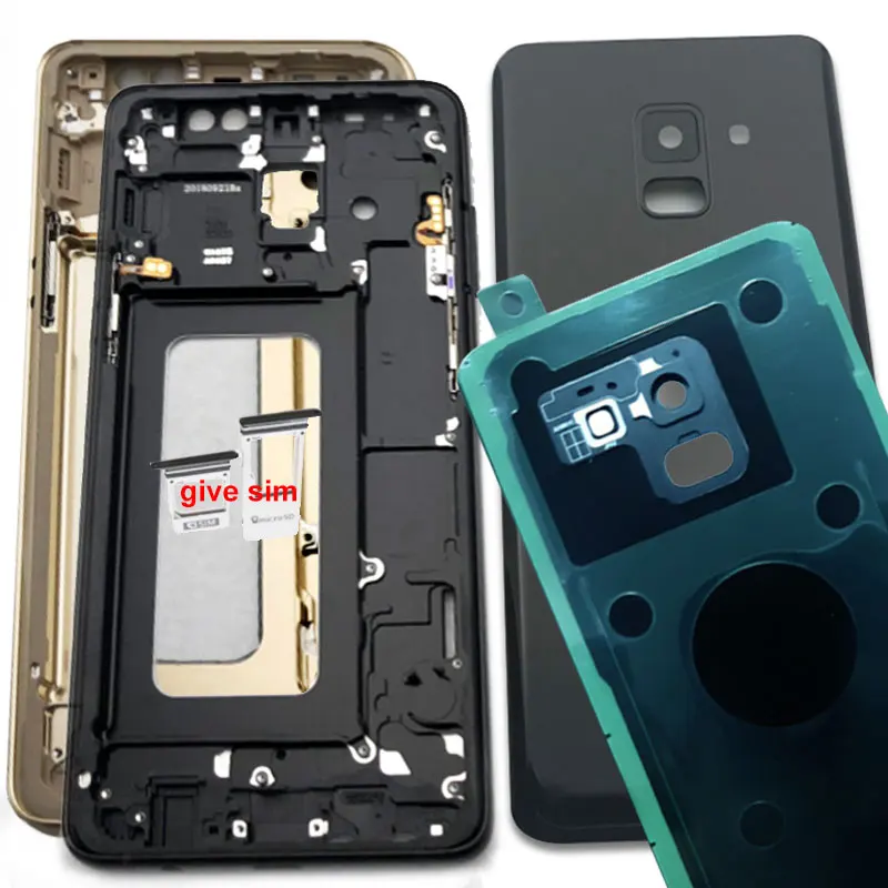 

For Samsung Galaxy A8 2018 SM-A730F A730 A730F Middle Plate Frame Housing glass Battery cover