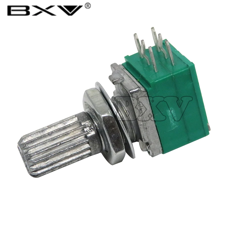 Multiturn Potentiometer Linear Potentiometer Rotary Potentiometer Potentiometer Kit Trimmer Potentiometer Electronic Components 5PCS RK097G RK097 5K 10K 20K 50K 100K 500K B5K With A Switch Audio 6PIN Shaft 15mm Amplifier Sealing Potentiometer
