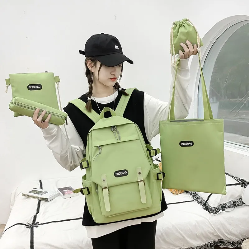 5 Piece Set School Bags For Teenage Girls Women Backpack Canvas Travel Bagpack Women Notebook Bookbags Teen Student Schoolbag
