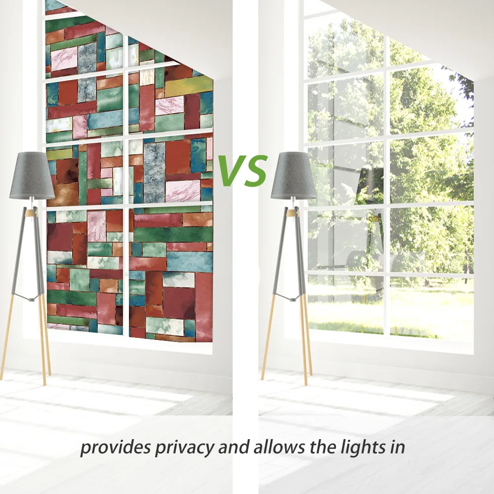 

Nuelife Static film color irregular pattern watercolor glass sticker bedroom window shadow sticker opaque window flower PVC film