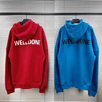 

New WE11 DONE Hoodies Men Women Pullover 1:1 High Quality Streetwear WELL DONE Big Logo Printing Pullover