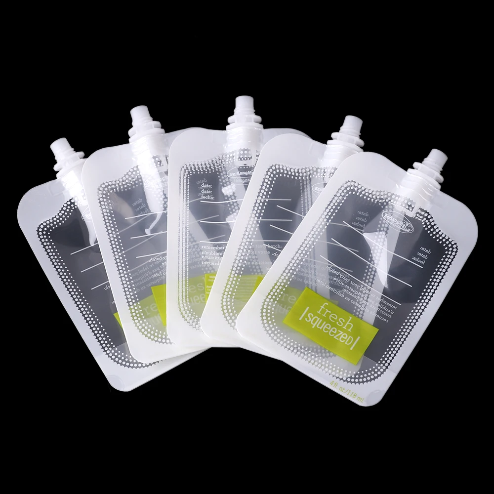 10Pcs Baby Food Storage Pouch Reusable Cover Lock Squeezed Pouch Weaning Food Storage Supplement Package