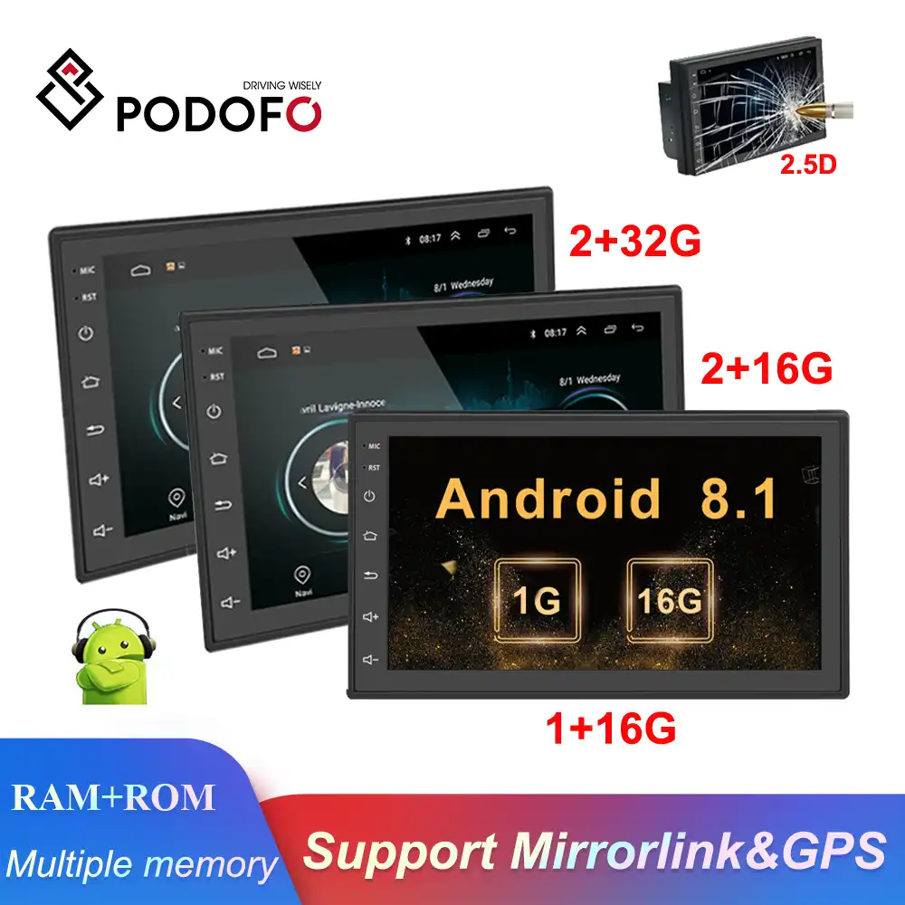 Podofo 2Din Car Stereo Android Radio 7 inch GPS Navigation WiFi Auto ...