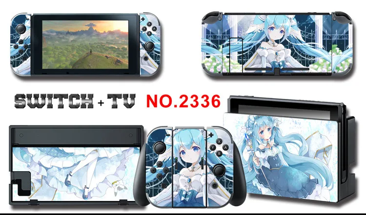 1set New Cute Anime Full Body Sticker for NS Switch Protective Cover Skin Colorful Art for Game Console Joy-Con Controller Decor
