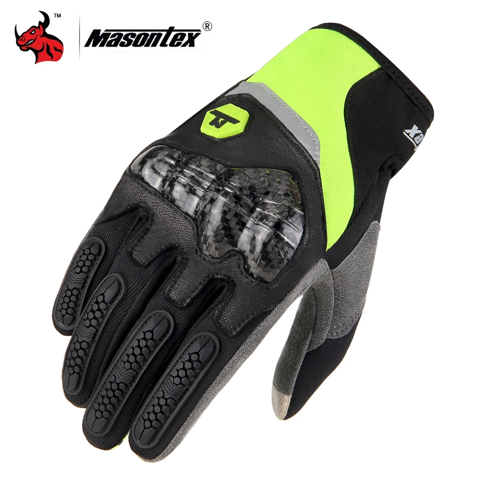 Masontex Motorcycle Gloves Carbon Fiber Shell Moto Motocross Glove Summer Breathable Motorbike Full Finger Touch Screen Gloves