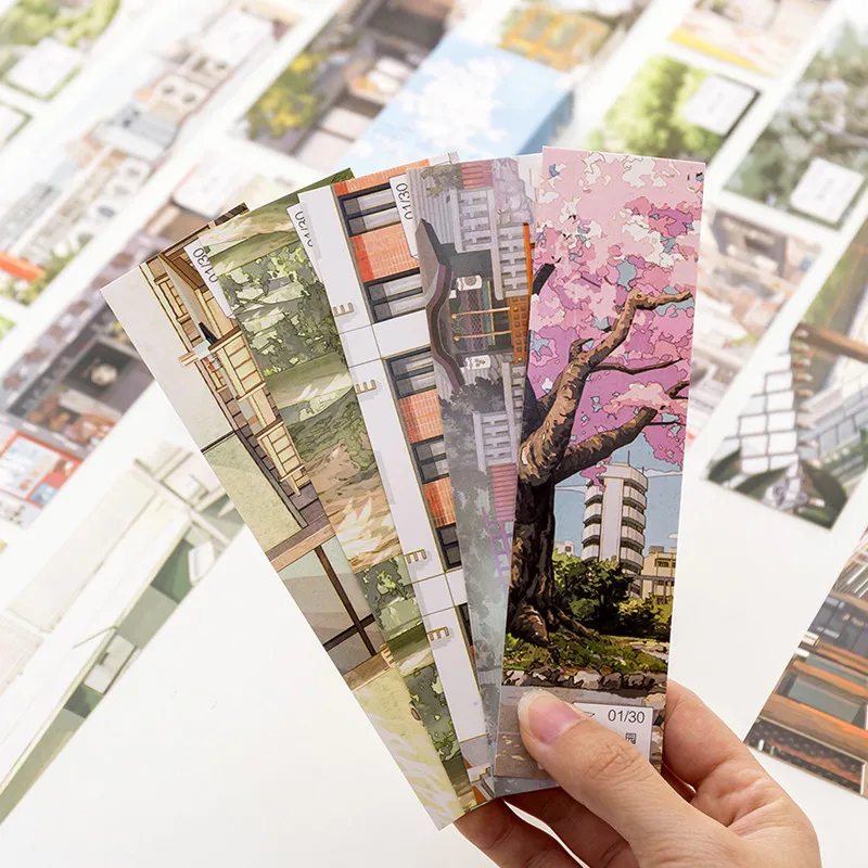 

30 Pcs/set Flower Scenery Bookmarks Student Stationery Bookmark Paper Stationery Gift Message Card Bookmark School Supplies