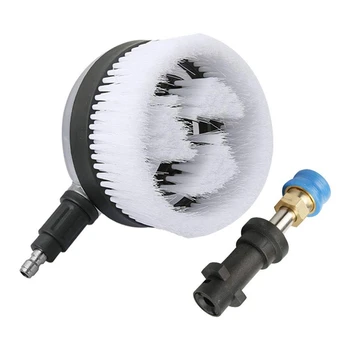 

High Pressure Washer Rotating Wash Brush with 1/4 Inch QC, Non-Electric Automatic 360 Degree, 1/4 Inch Blue Holder Coupler Brass