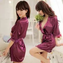 Новое поступление Для женщин Атласный халат Свадебные невесты халат кимоно ночное V образным вырезом повязки