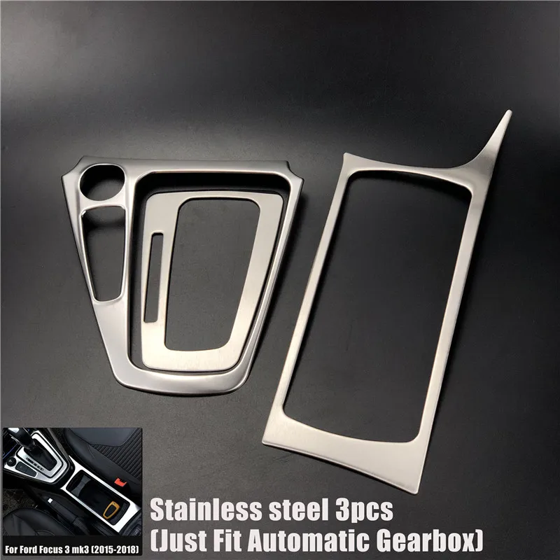 Автомобильные аксессуары коробка передач держатель стакана воды панель отделка интерьер клеящаяся рамка для Декорации для Ford Focus 3 mk3 - Название цвета: Steel Kit 3pcs