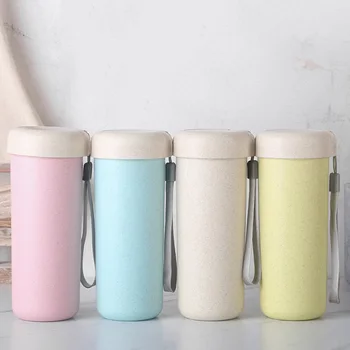

Kids Water Bottle Portable Healthy Water Cup Wheat Straw Beverage Travel Outdoor Drinking Tools 450ml