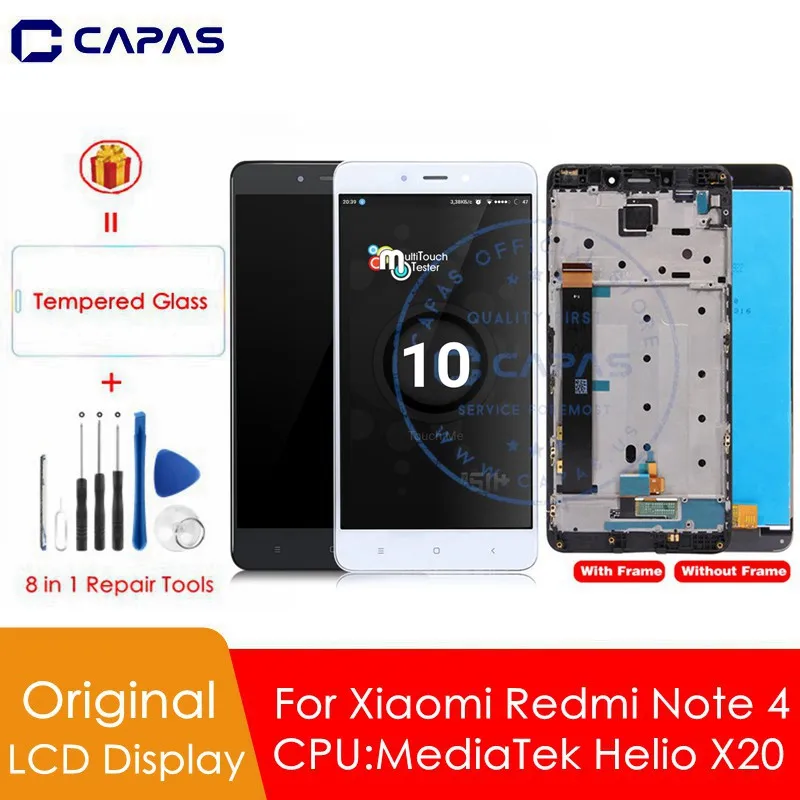 Оригинальный ЖК дисплей и рамка для Xiaomi Redmi Note 4 сенсорный экран MediaTek 10 NOTE4 MTK Helio X20
